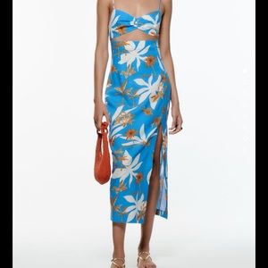 Zara linen blue dress